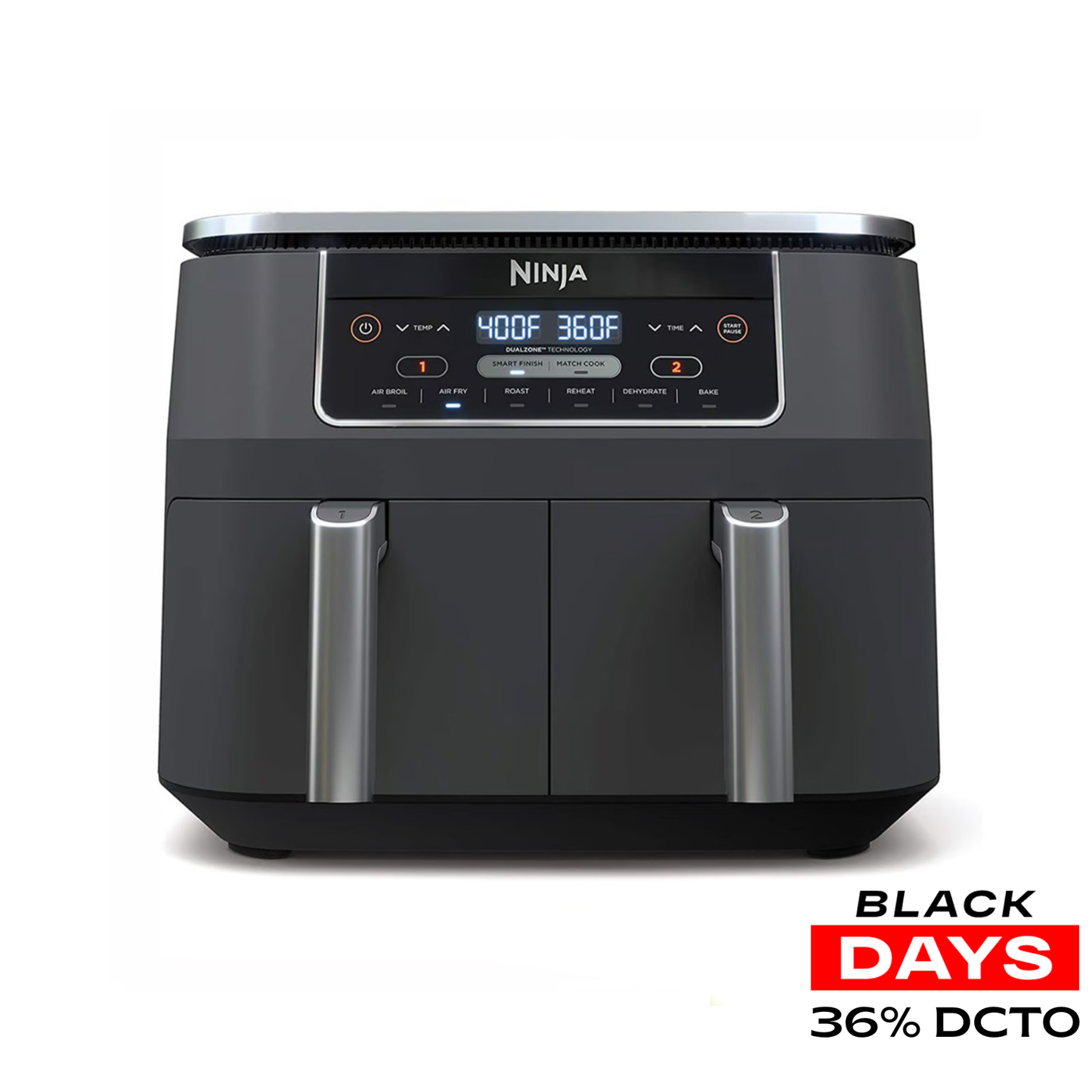 Freidora De Aire 2 En 1 Ninja Foodi Doble Canasta 7.6 LT DZ201